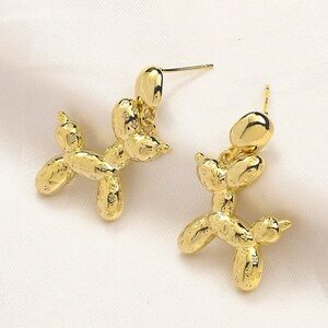 Gold Balloon Dog Earrings